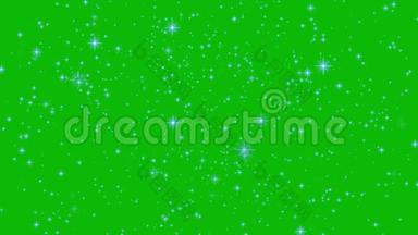星光闪耀效果在绿屏背景动画上.. 闪烁喜庆或节日装饰。